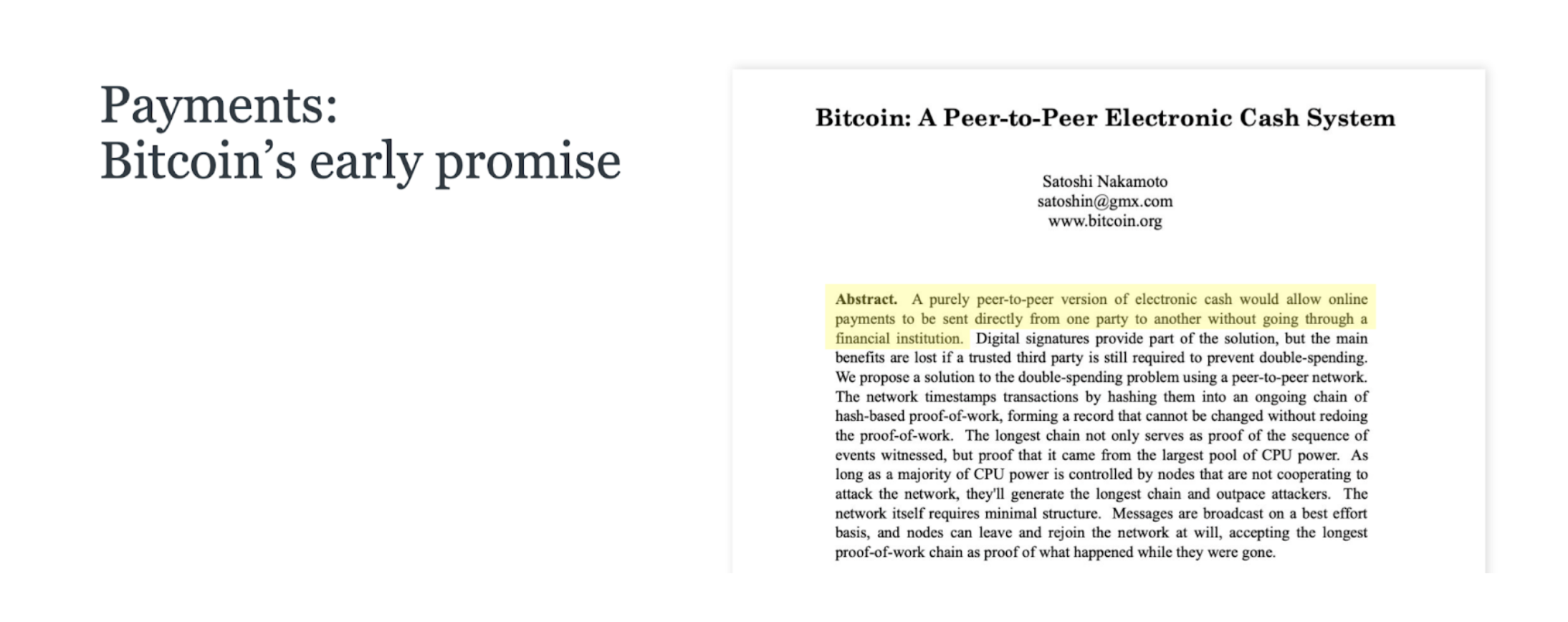 Payment | Bitcoin's Early Promise