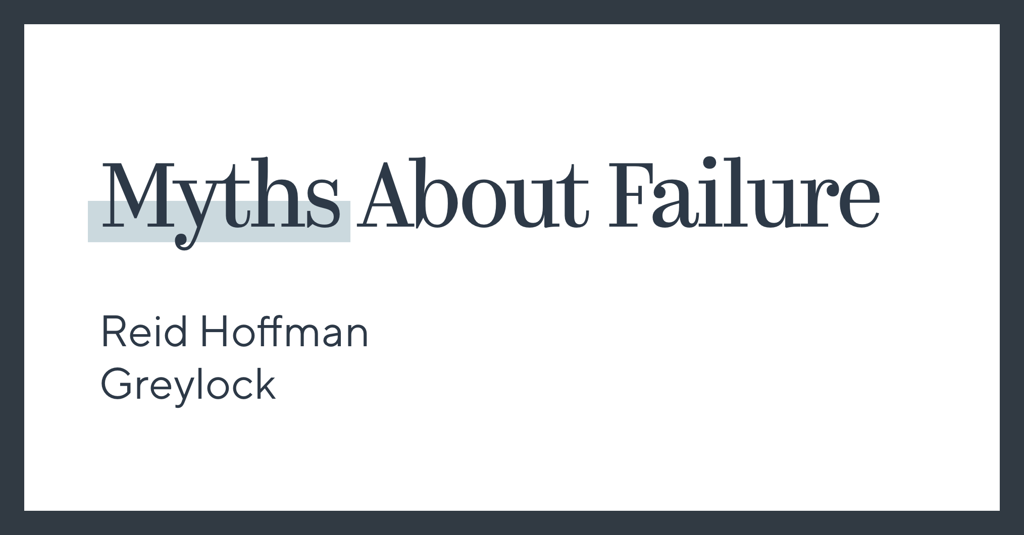 Myths About Failure