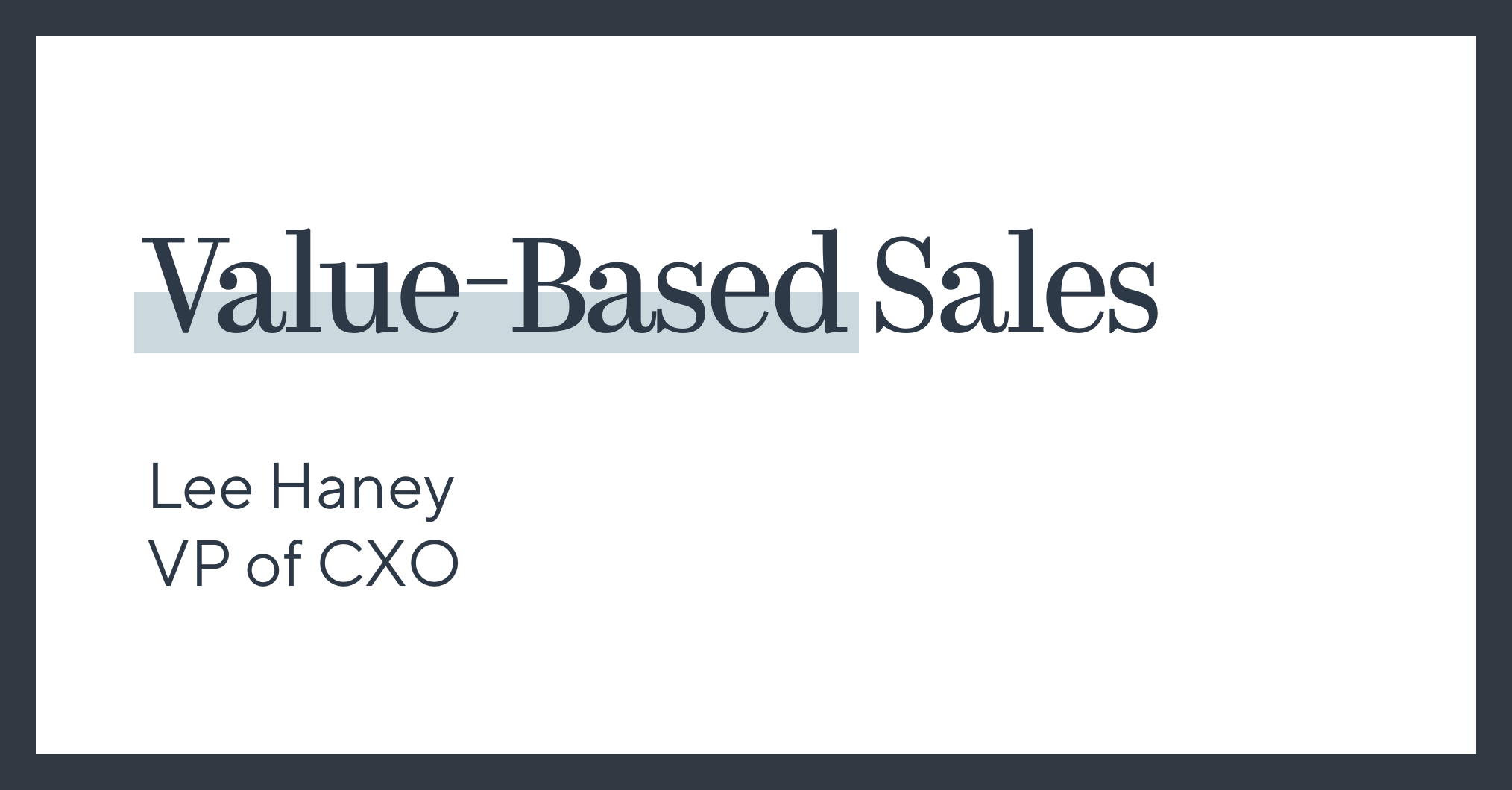 Value-Based Sales