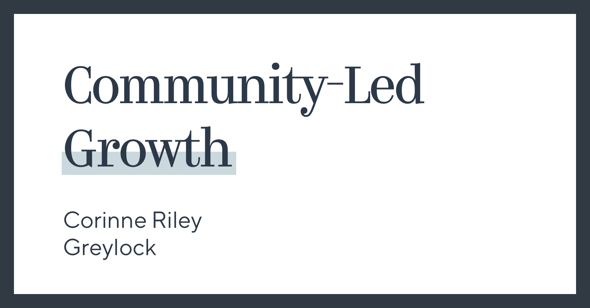 Community-Led Growth