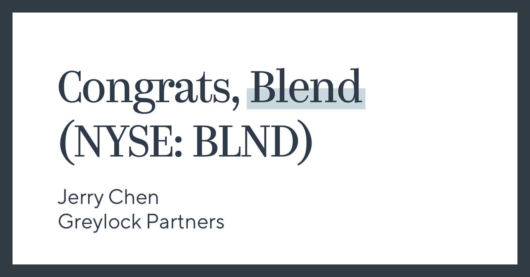 Congrats, Blend! (NYSE: BLND)