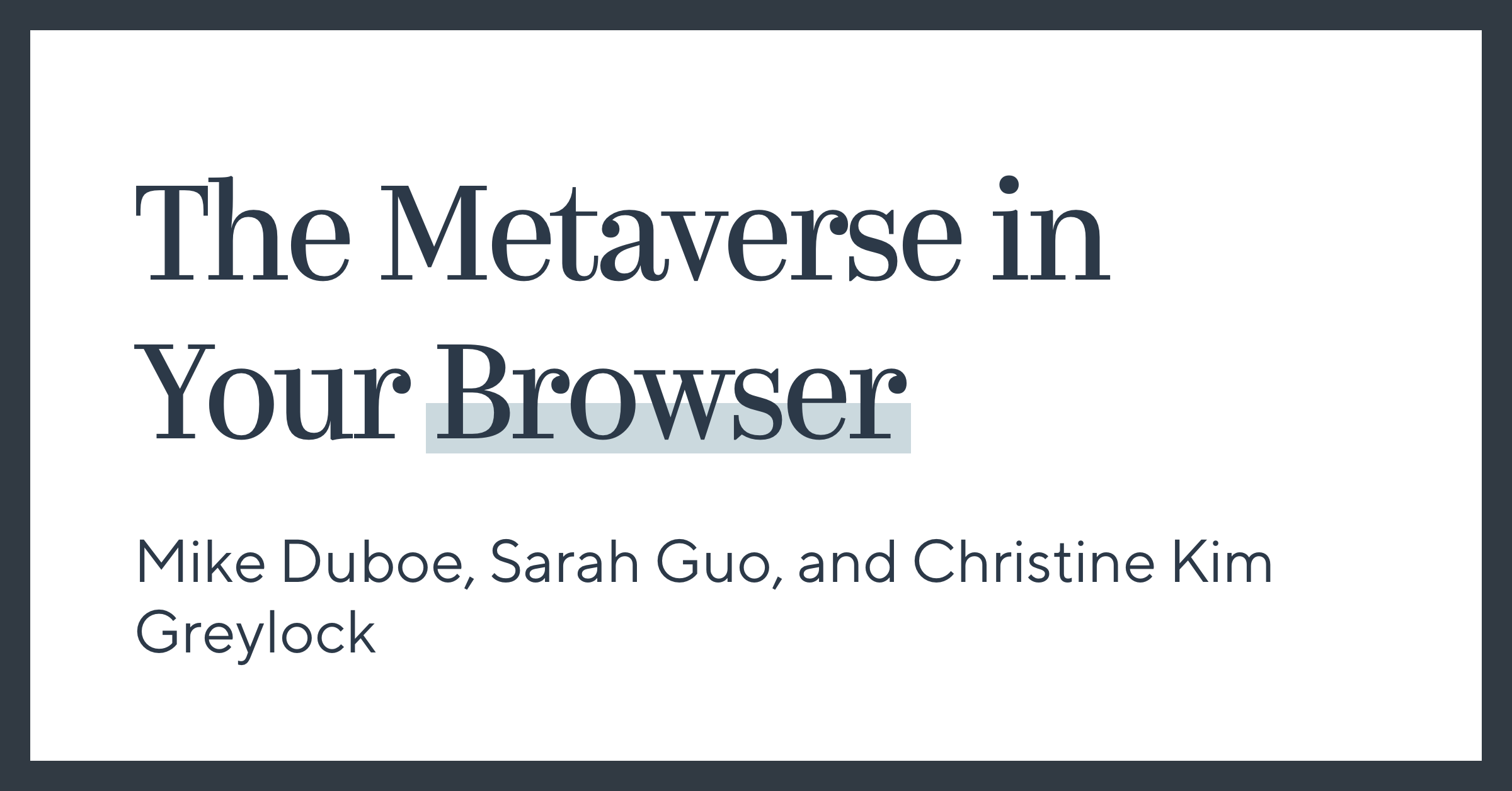 The Metaverse In Your Browser