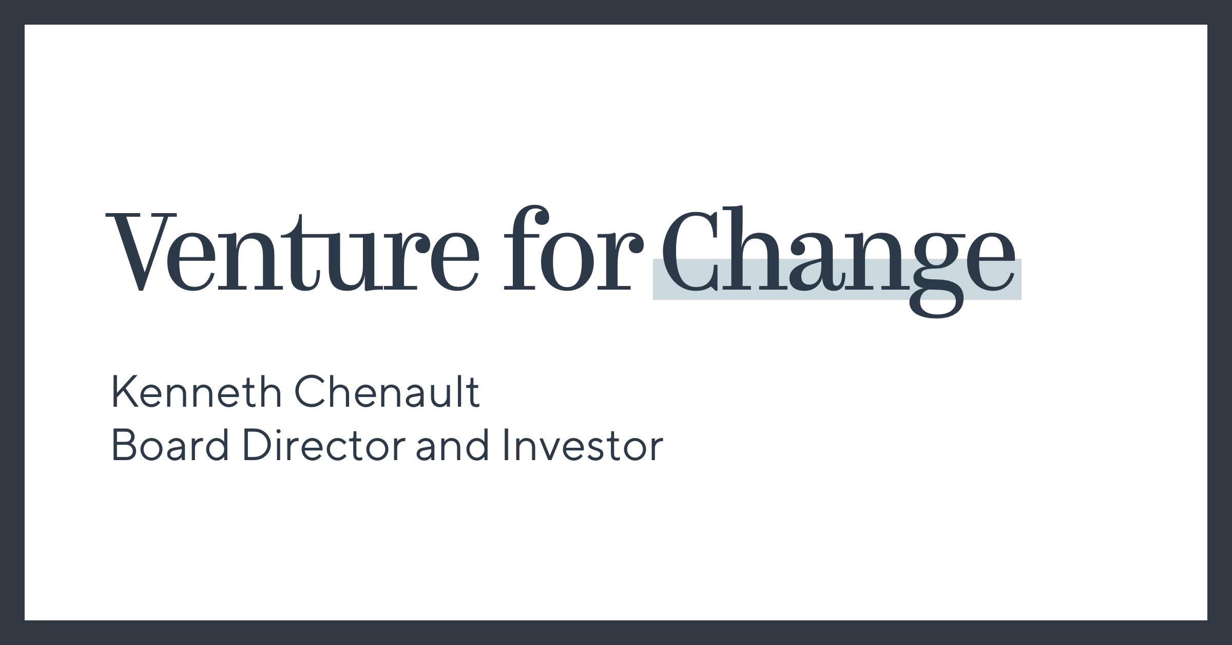 Venture for Change